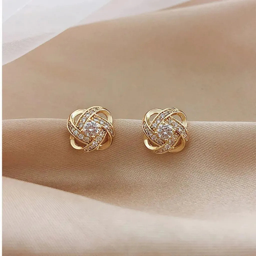 Luxurious Zirconia Cross Stud Earrings-ReesJewels-ReesJewels