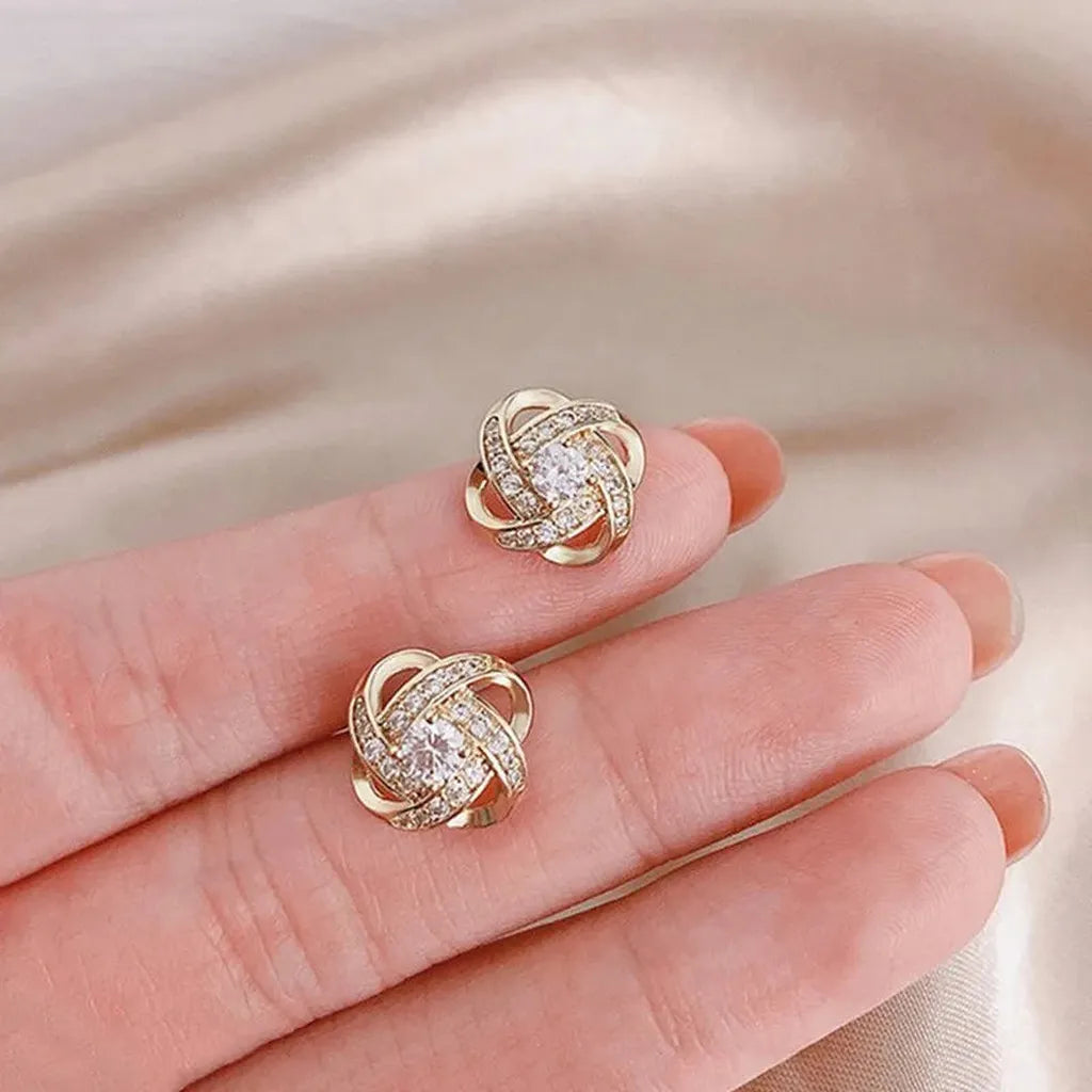 Luxurious Zirconia Cross Stud Earrings-ReesJewels-ReesJewels