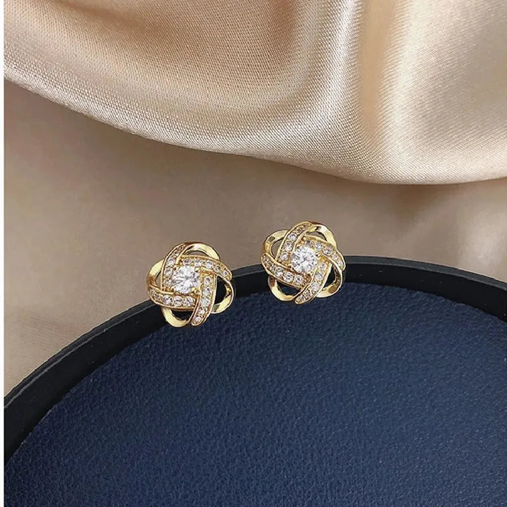 Luxurious Zirconia Cross Stud Earrings-ReesJewels-ReesJewels