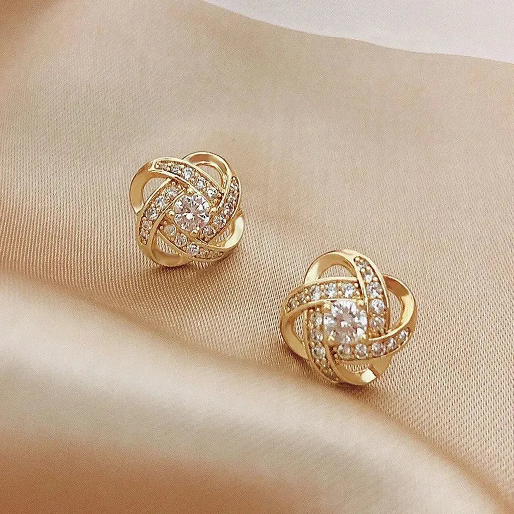 Luxurious Zirconia Cross Stud Earrings