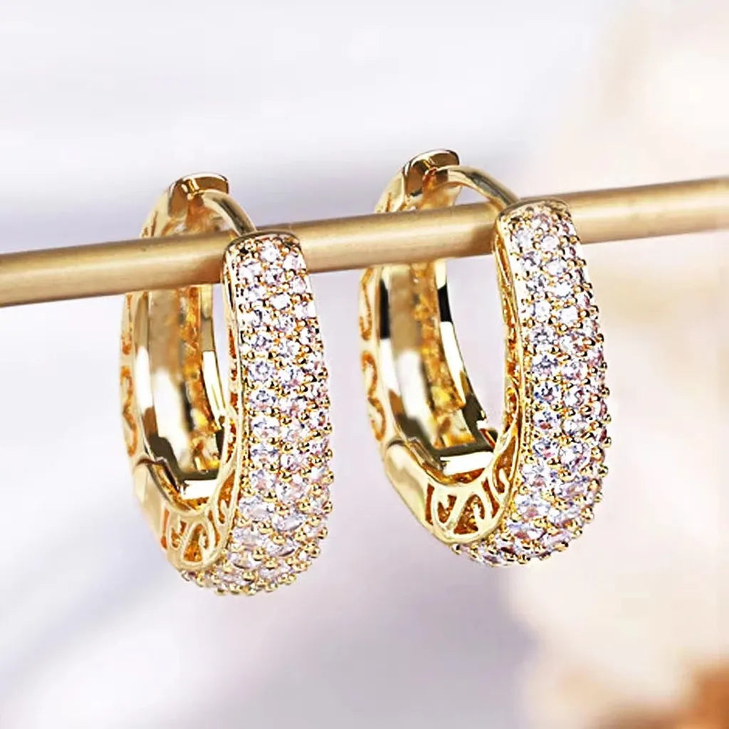 Luxurious Zirconia Hollow Hoop Earrings