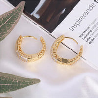 Luxurious Zirconia Hollow Hoop Earrings-ReesJewels-ReesJewels