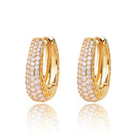 Luxurious Zirconia Hollow Hoop Earrings-ReesJewels-Gold-ReesJewels