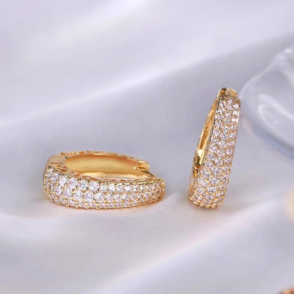 Luxurious Zirconia Hollow Hoop Earrings