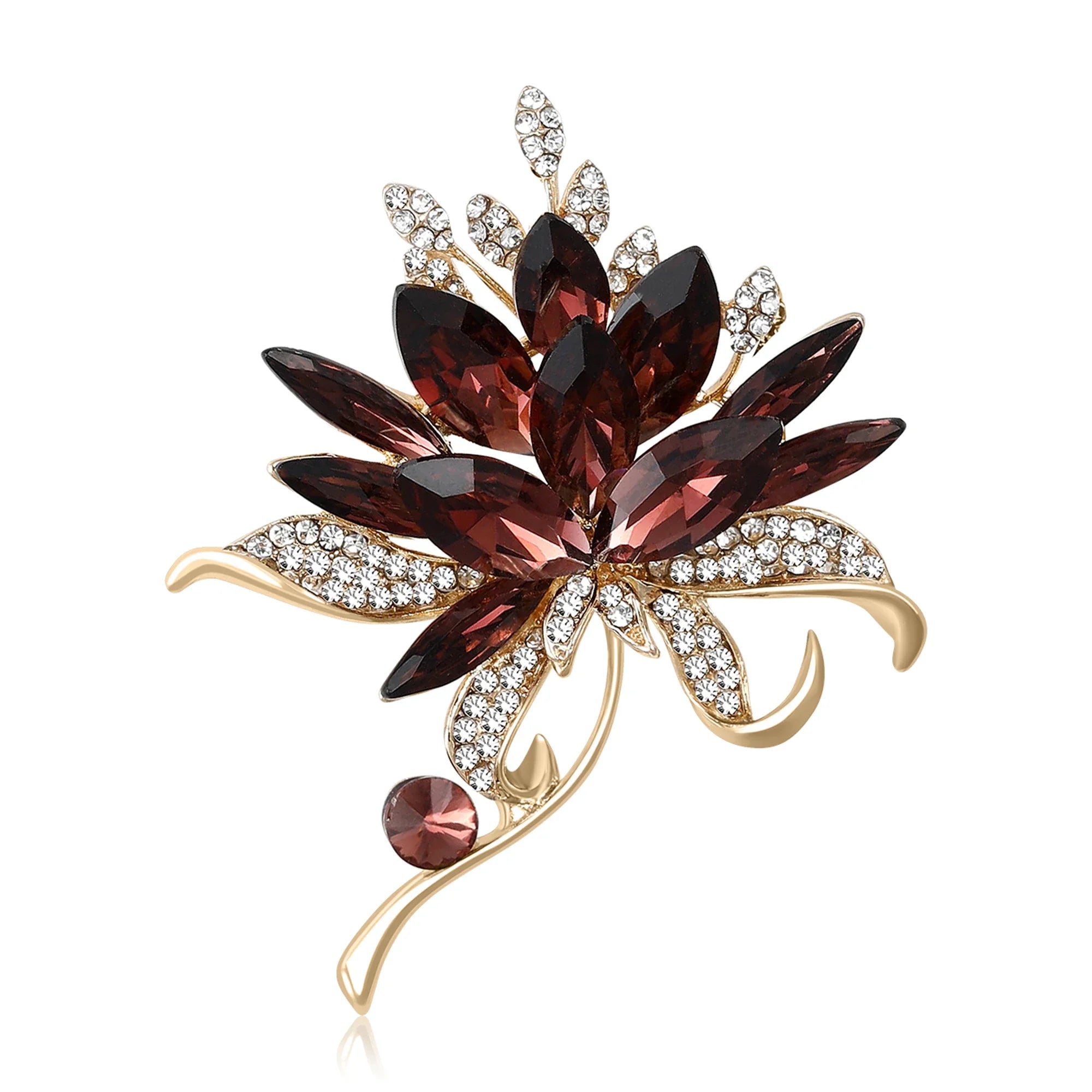 Luxury Crystal Glass Bouquet Brooche Pin-Rees Jewels-Brown-ReesJewels