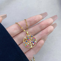 Luxury Rhinestone Tree of Life Pendant Necklace-Rees Jewels-Multicolor-ReesJewels