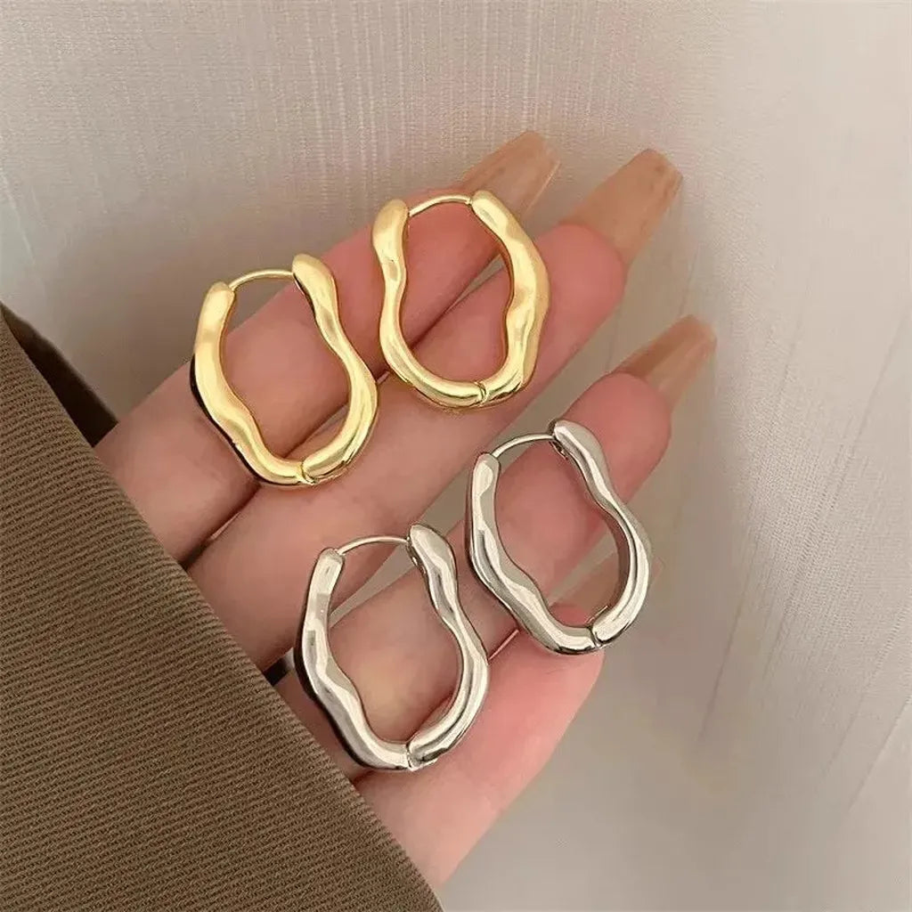 Metallic Irregular Geometric Hoop Earrings