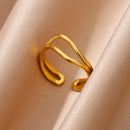 Minimalist Beautiful Golden Line Open Ring-ReesJewels-Gold-Resizable-ReesJewels