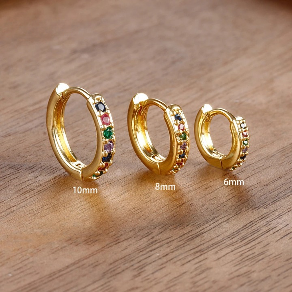 Minimalist Crystal Small Hoop Earring Set-ReesJewels-ReesJewels