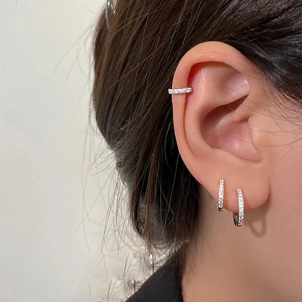 Minimalist Crystal Small Hoop Earring Set-ReesJewels-ReesJewels