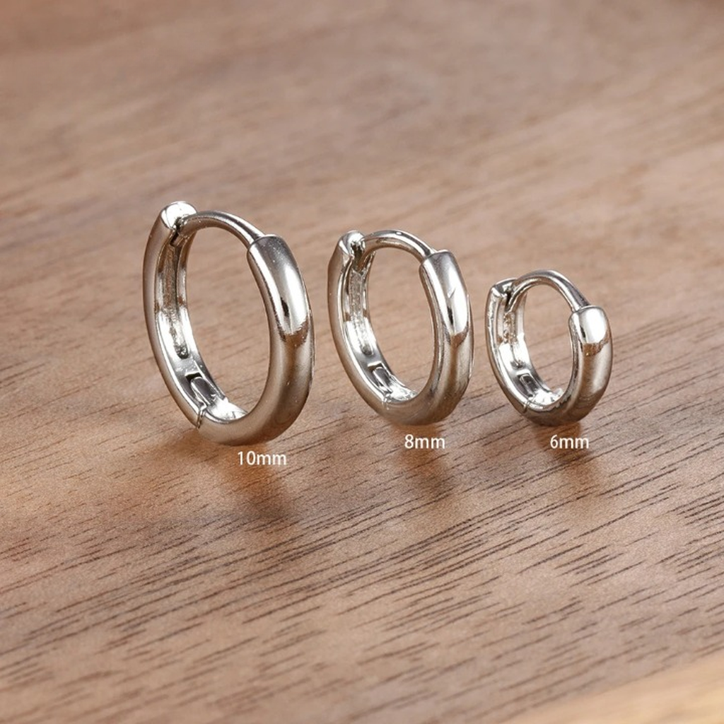 Minimalist Crystal Small Hoop Earring Set-ReesJewels-Silver-ReesJewels