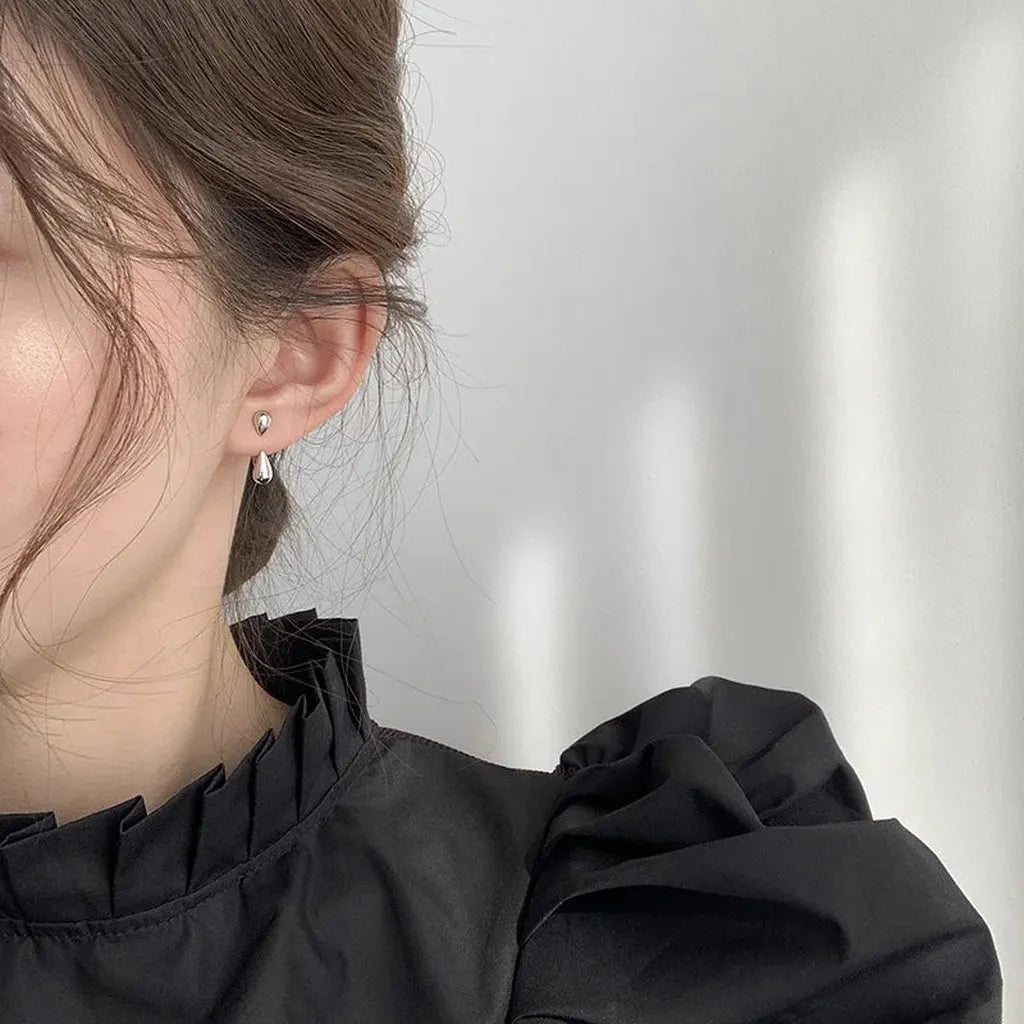 Minimalist Glossy Water Drop Stud Earrings-ReesJewels-ReesJewels