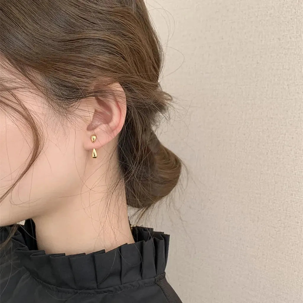 Minimalist Glossy Water Drop Stud Earrings-ReesJewels-ReesJewels
