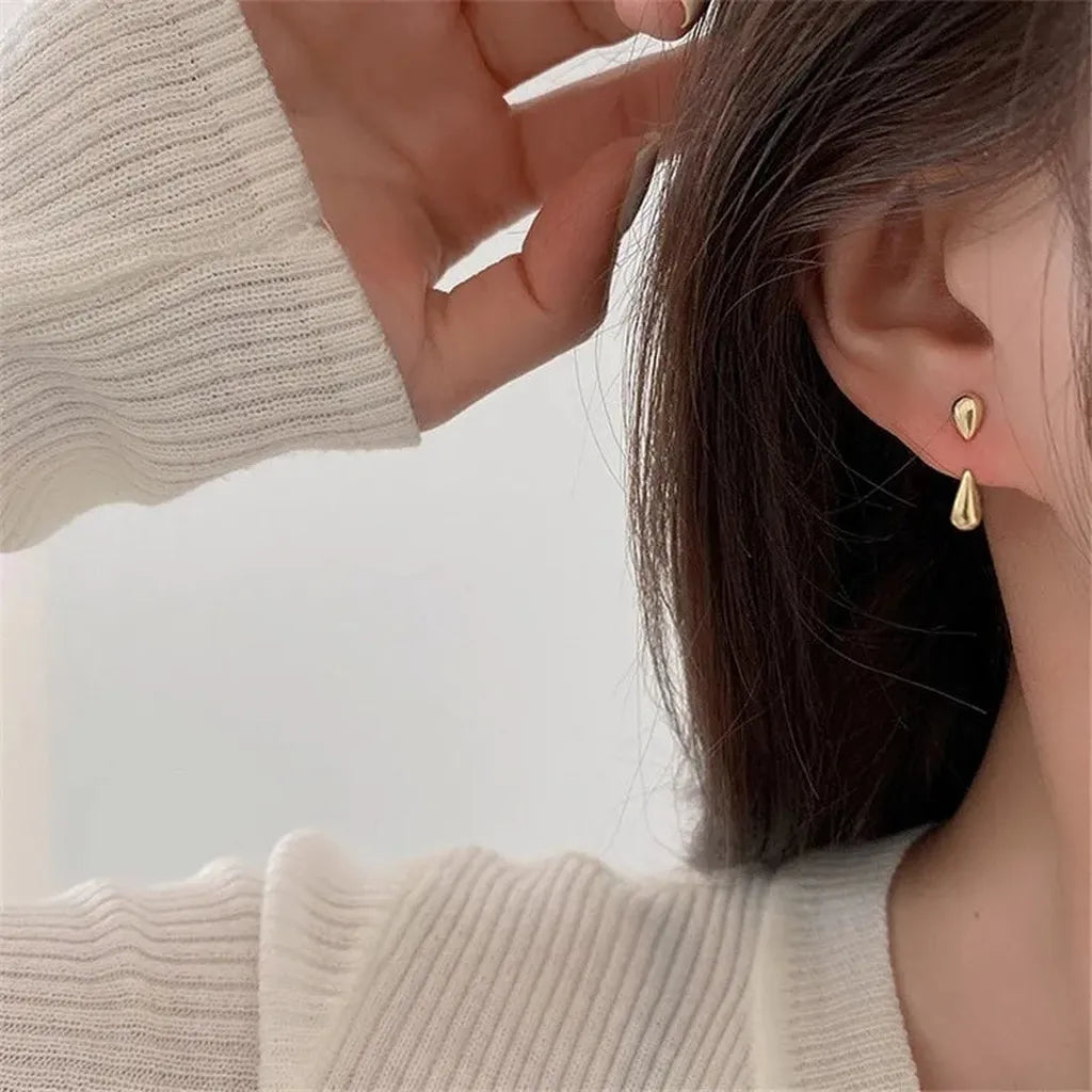 Minimalist Glossy Water Drop Stud Earrings-ReesJewels-ReesJewels