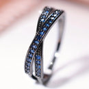 Minimalist Stacking Crossed Bands Thin Rings-Rees Jewels-Blue & Silver-5-ReesJewels