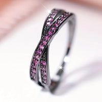 Minimalist Stacking Crossed Bands Thin Rings-Rees Jewels-Pink & Silver-5-ReesJewels