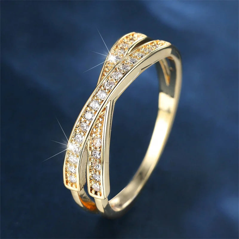 Minimalist Stacking Crossed Bands Thin Rings