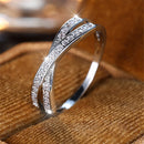 Minimalist Stacking Crossed Bands Thin Rings-Rees Jewels-White & Siilver-5-ReesJewels