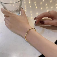 Minimalist Twisted Charm Cuff Bracelet-ReesJewels-ReesJewels