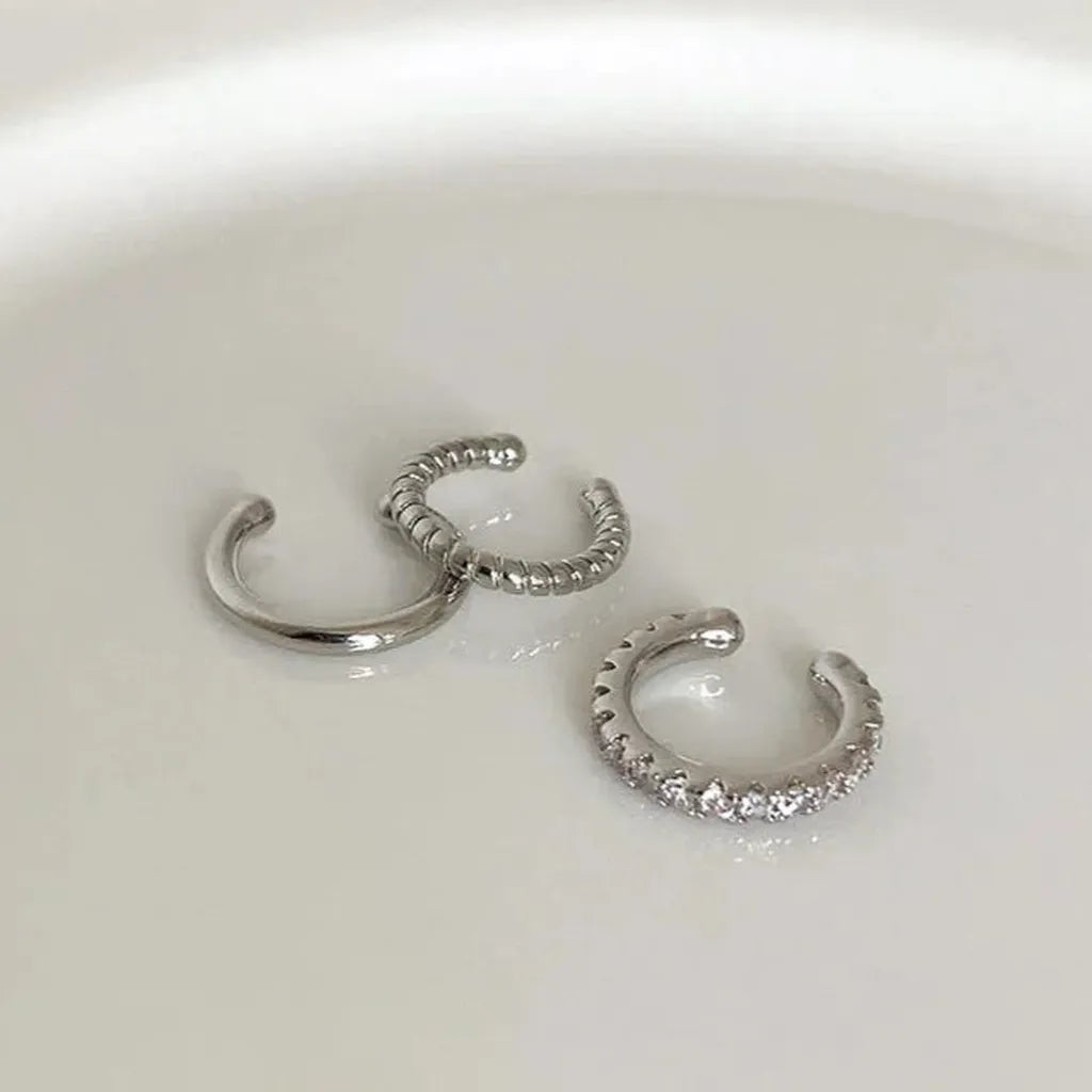 Minimalistic Zirconia Clip Earring Set