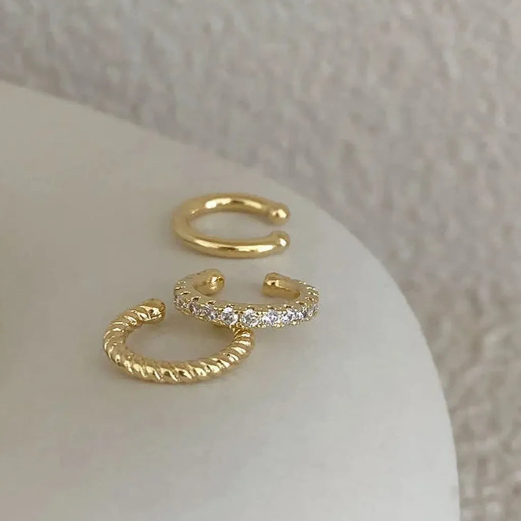 Minimalistic Zirconia Clip Earring Set