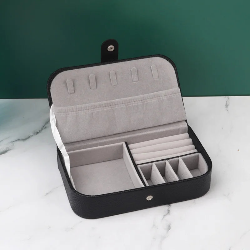 Portable Leather Jewelry Organizer-Rees Jewels-Black-ReesJewels
