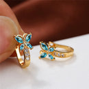 Pretty Crystal Stone Butterfly Hoop Earrings-Rees Jewels-Aqua Blue-ReesJewels