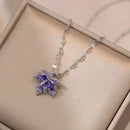 Pretty Maple Leaf Crystal Pendant Necklace-Rees Jewels-ReesJewels