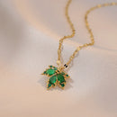 Pretty Maple Leaf Crystal Pendant Necklace-Rees Jewels-Green-ReesJewels