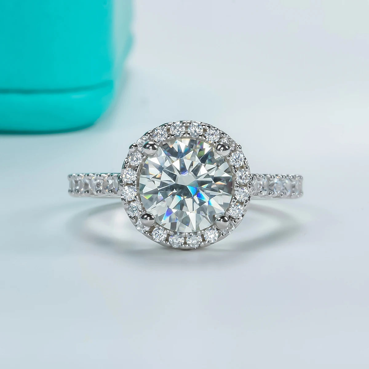 Pretty Moissanite Diamond Halo Ring