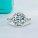 Pretty Moissanite Diamond Halo Ring-Rees Jewels-White Gold-5-ReesJewels