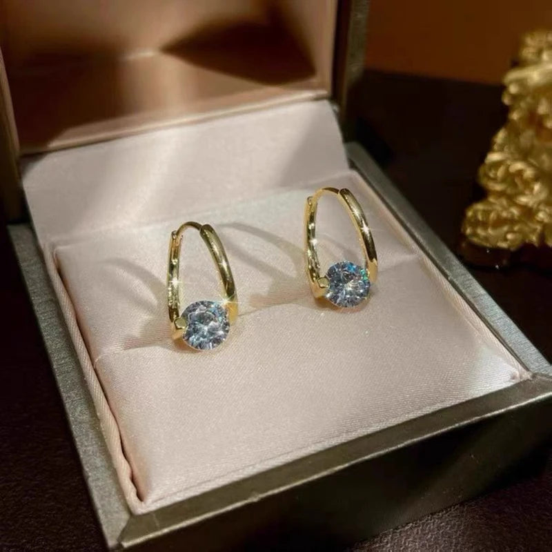 Pretty Moissanite Diamond Hoop Earrings-Rees Jewels-ReesJewels
