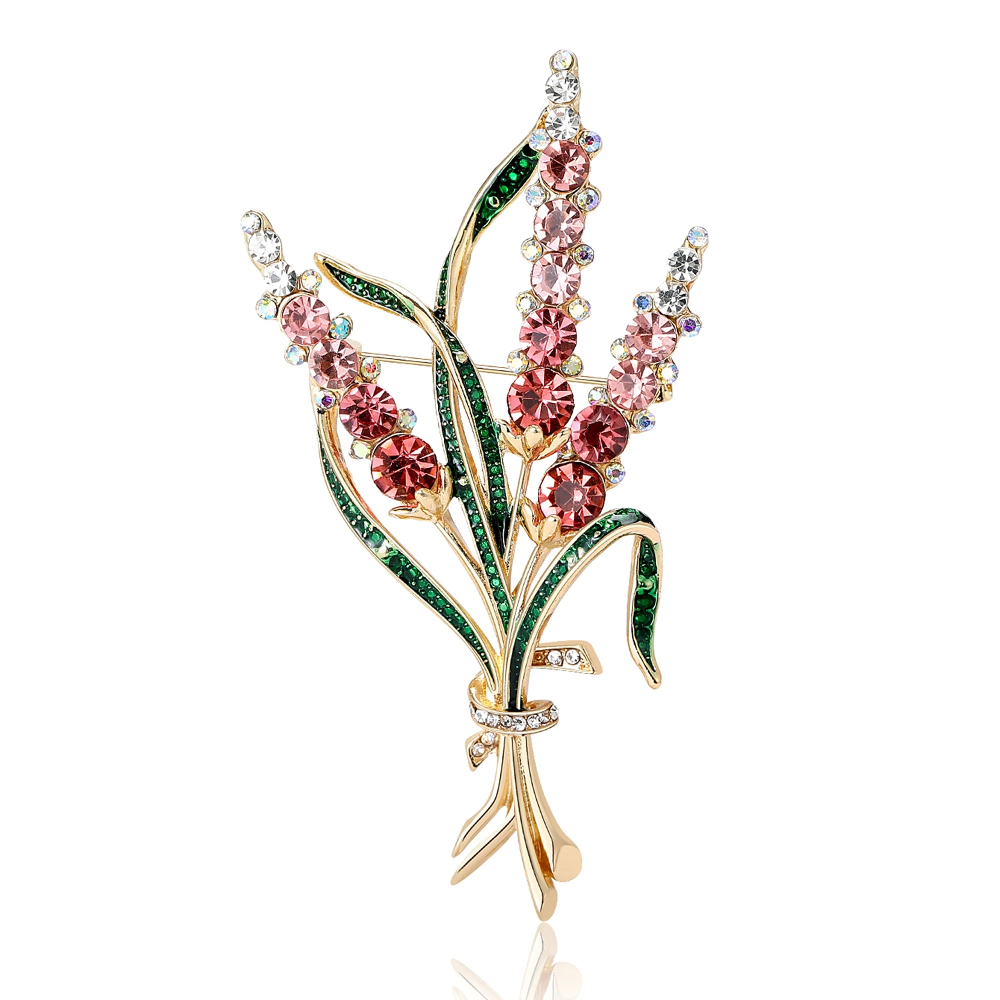 Pretty Rhinestone Ear of Wheat Brooche-Rees Jewels-Pink-ReesJewels