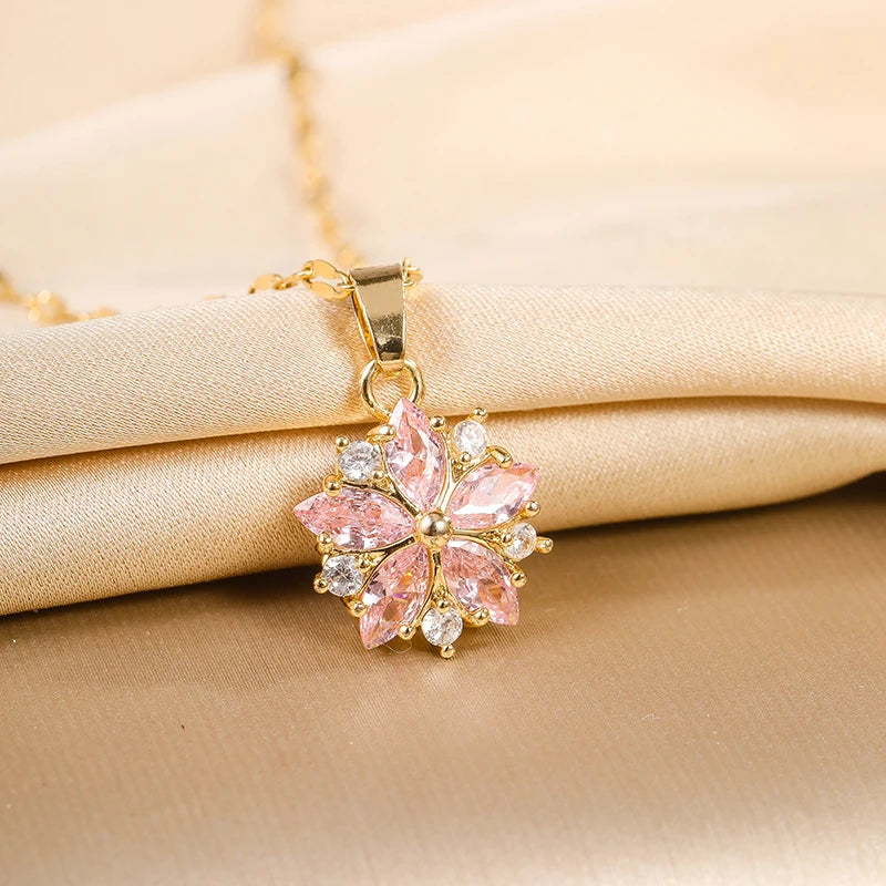 Pretty Romantic Pink Sakura Pendant Necklaces-Rees Jewels-ReesJewels