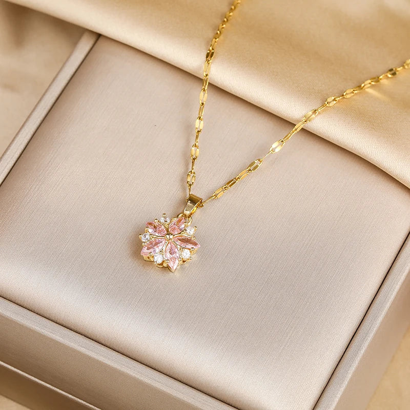 Pretty Romantic Pink Sakura Pendant Necklaces