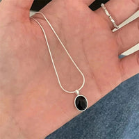 Retro Celeste Oval Glow Pendant Necklace-Rees Jewels-Black-ReesJewels