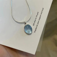 Retro Celeste Oval Glow Pendant Necklace-Rees Jewels-Blue-ReesJewels