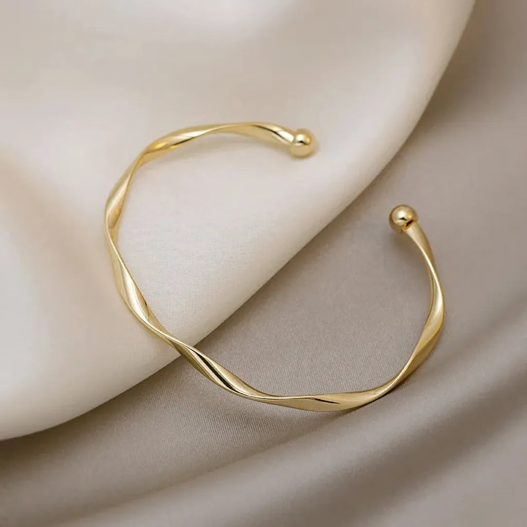 Retro Twisted Minimalist Cuff Bracelet