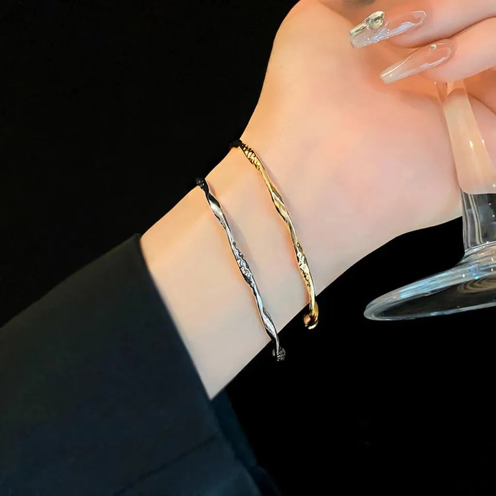 Retro Twisted Minimalist Cuff Bracelet