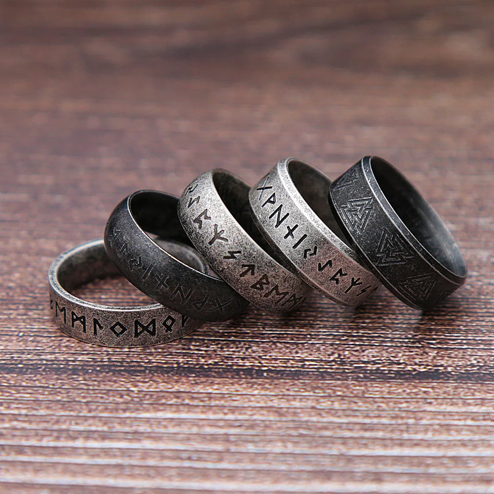 Retro Viking Rune Odin Letter Ring for Men