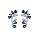 Shining Blue Zircon Flower Earrings-Rees Jewels-Blue-ReesJewels