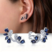 Shining Blue Zircon Flower Earrings-Rees Jewels-ReesJewels