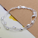 Shiny Bead Chain Layered Sterling Silver Bracelet-Rees Jewels-Silver-ReesJewels