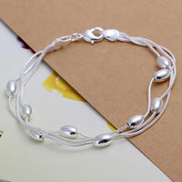 Shiny Bead Chain Layered Sterling Silver Bracelet-Rees Jewels-Silver-ReesJewels