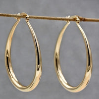 Shiny Elongated Smooth Hoop Earrings-Rees Jewels-ReesJewels