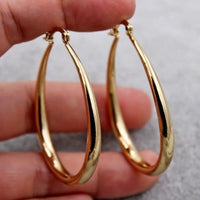 Shiny Elongated Smooth Hoop Earrings-Rees Jewels-ReesJewels