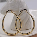 Shiny Elongated Smooth Hoop Earrings-Rees Jewels-ReesJewels