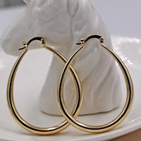 Shiny Elongated Smooth Hoop Earrings-Rees Jewels-ReesJewels