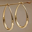 Shiny Elongated Smooth Hoop Earrings-Rees Jewels-Gold-ReesJewels