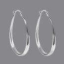 Shiny Elongated Smooth Hoop Earrings-Rees Jewels-Silver-ReesJewels